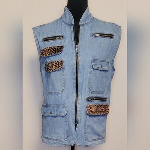 Streets Ahead Light Blue Vest with Animal Print Accents
